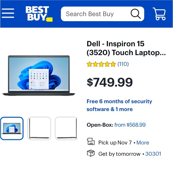 Dell Inspiron 3520 Touchscreen Laptop